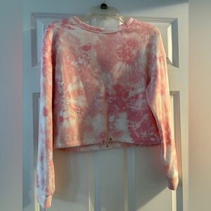 Urban Girl Pink Tie-Dye Cropped Sweatshirt